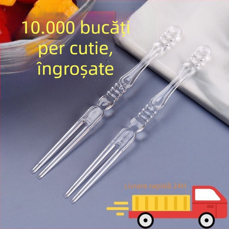 Furculițe de fructe din plastic, de unică folosință, ambalate individual, pentru gustări, KTV și uz casnic