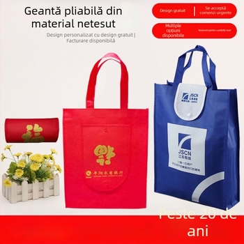 Geantă pliabilă din material nețesut, stil portofel, imprimare logo, personalizabilă