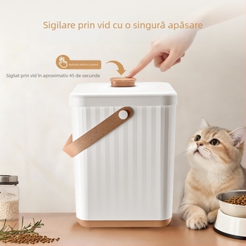 Recipient de depozitare a hranei pentru pisici, sigilat în vid, 18L, din ABS plastic