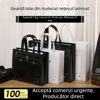 Geantă laminată din materiale nețesute, cu logo imprimat și cod QR, în stoc