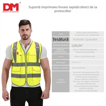 DM Daoming Vestă reflectorizantă pentru siguranța în trafic și ciclism, din poliester elastic