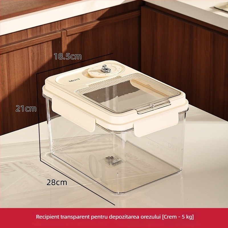 Recipient de depozitare orez pentru uz casnic, model nou 2026, anti-insecte, impermeabil, etanș, pentru orez, făină, hrană pentru pisici și câini