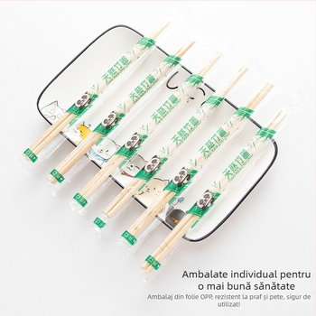 Bețișoare de unică folosință din bambus, rotunde, pentru fast-food, ambalate individual, pentru uz comercial, cu logo imprimat, personalizare disponibilă