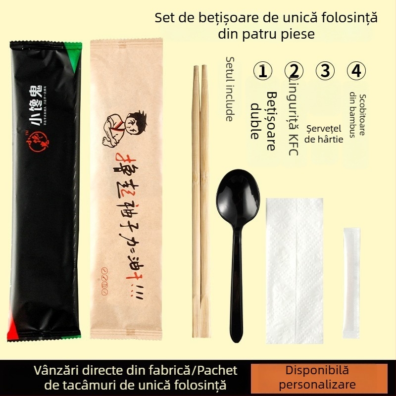 Set de tacâmuri de unică folosință, patru piese pentru take-out