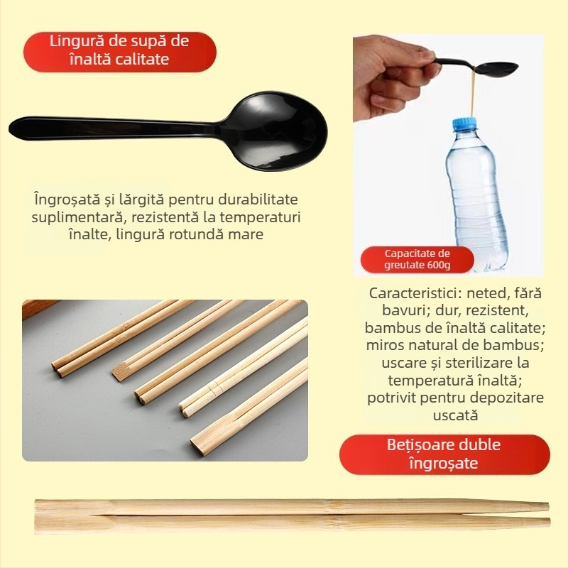 Set de tacâmuri de unică folosință, patru piese pentru take-out