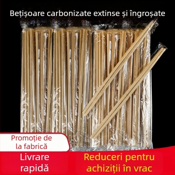 Bețișoare de unică folosință din bambus carbonizate, 100 perechi, ambalare individuală, lungi, pentru catering comercial