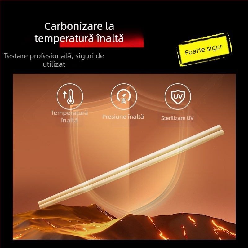 Bețișoare de unică folosință din bambus carbonizate, 100 perechi, ambalare individuală, lungi, pentru catering comercial