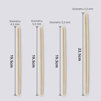 Bețișoare de unică folosință din bambus, igienice, secțiune rotundă, ambalate individual, pentru comenzi la pachet, bambus natural