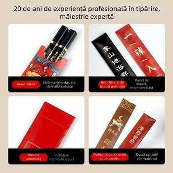 Bețișoare de unică folosință: huse din hârtie pentru bețișoare, imprimare cu logo disponibilă, pentru hoteluri, restaurante și catering
