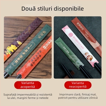 Bețișoare de unică folosință: huse din hârtie pentru bețișoare, imprimare cu logo disponibilă, pentru hoteluri, restaurante și catering