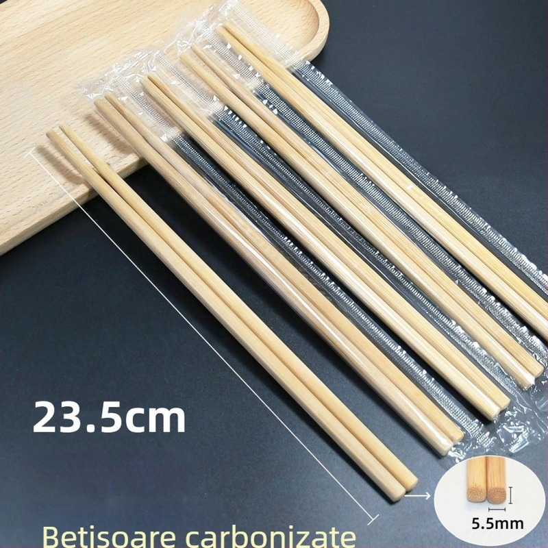 Bețe de bambus, de unică folosință, ambalate individual, pentru restaurante de înaltă clasă și takeout, pentru hot pot, cu lungime extinsă, carbonizate, pentru uz casnic și comercial