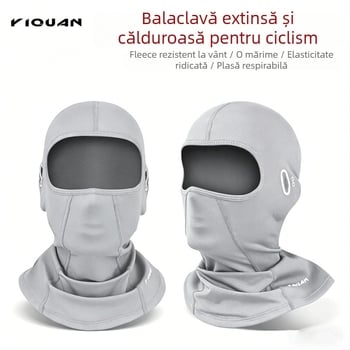 Mască de ciclism cu glugă, deschidere pentru ochelari, căptușită cu fleece, pentru toamnă–iarna, mască de schi rezistentă la vânt