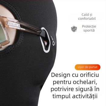 Mască de ciclism cu glugă, deschidere pentru ochelari, căptușită cu fleece, pentru toamnă–iarna, mască de schi rezistentă la vânt