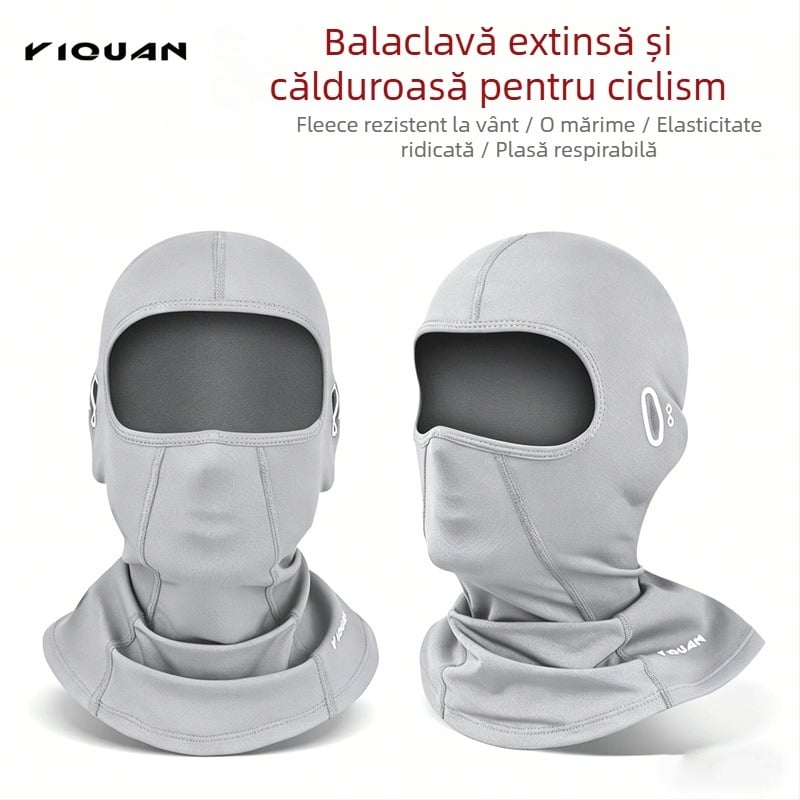 Mască de ciclism cu glugă, deschidere pentru ochelari, căptușită cu fleece, pentru toamnă–iarna, mască de schi rezistentă la vânt