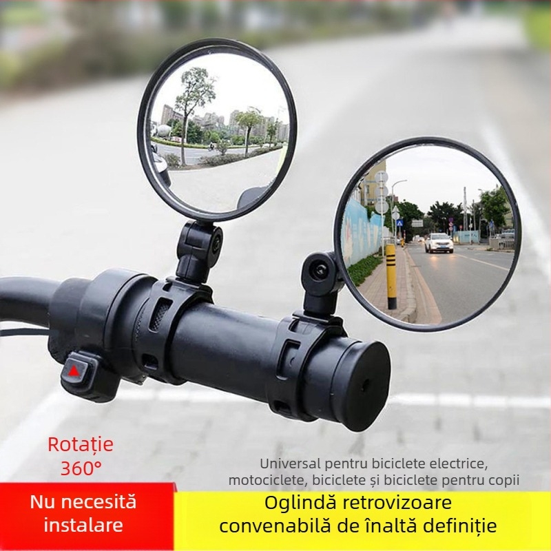 Oglindă retrovizoare convexă reglabilă pentru biciclete și biciclete electrice, universală pentru bicicletele de munte