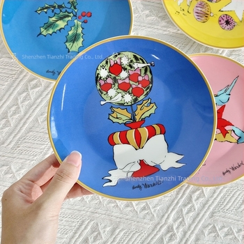 Set de farfurii de 6 inci, stil european, model drăguț de desene animate, serie de sărbători, șase farfurii pentru gustări și prăjituri