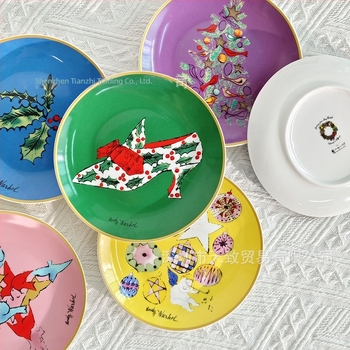 Set de farfurii de 6 inci, stil european, model drăguț de desene animate, serie de sărbători, șase farfurii pentru gustări și prăjituri