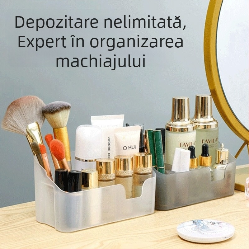 Casetă de depozitare pentru cosmetice cu oglindă — organizator de birou simplu pentru îngrijire a pielii și parfumuri