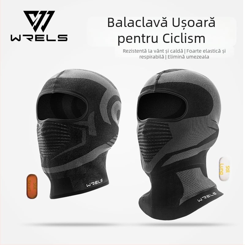 WRELS Mască de motocicletă respirabilă toamna-iarna, cu căptușeală de catifea și glugă, pentru ciclism, din nylon