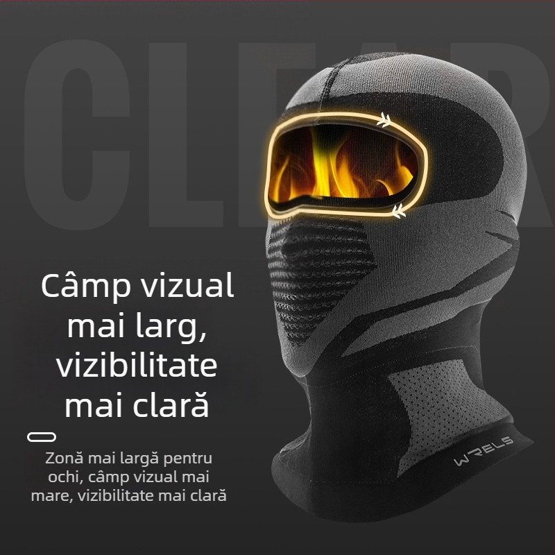 WRELS Mască de motocicletă respirabilă toamna-iarna, cu căptușeală de catifea și glugă, pentru ciclism, din nylon