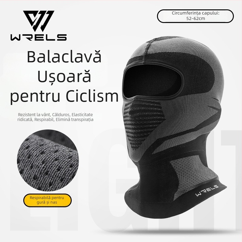 WRELS Mască de motocicletă respirabilă toamna-iarna, cu căptușeală de catifea și glugă, pentru ciclism, din nylon