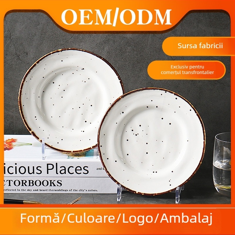 Farfurii din porțelan pentru cină și desert – set ceramic rotund minimalist pentru hotel și casă