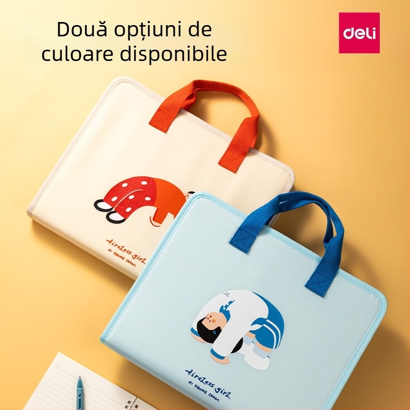 Deli PM334 organizator școlar din pânză, 7 compartimente, pentru documente A4 și fișe de examen