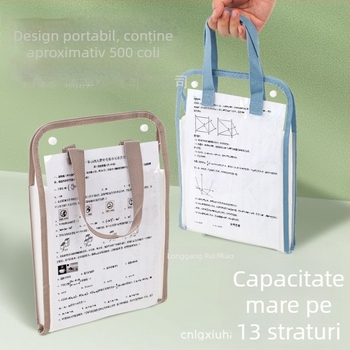 Dosar PVC acordeon, format A4, 13 compartimente, dosar portabil pentru elevi