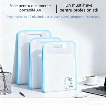Organizator acordeon A4 cu 12 compartimente pentru birou
