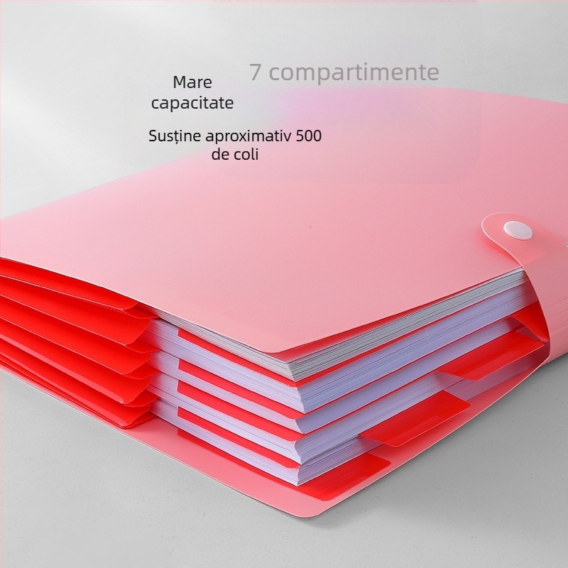 Organizator dosar A4 cu buzunare acordeon, 7 compartimente pentru documente, spațiu generos de depozitare