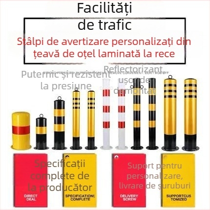 Stâlp de separare rutier, 75 cm, PU flexibil, cu suprafață reflectorizantă, divizor de benzi și coloană de avertizare din PE