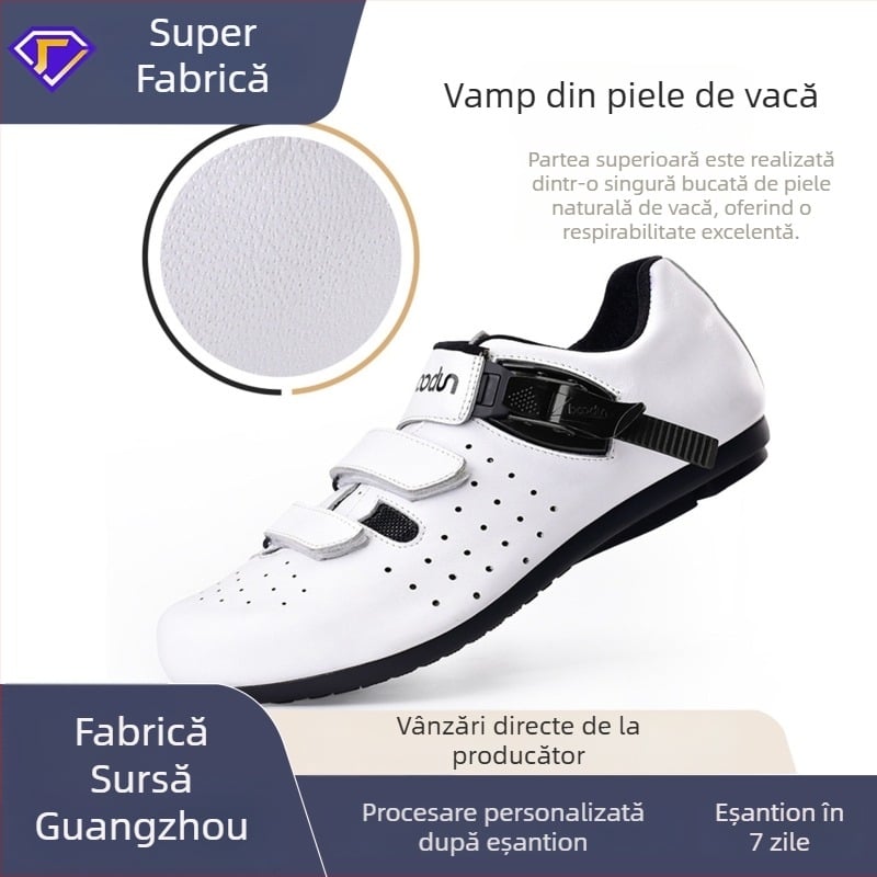Pantofi de ciclism din piele naturală, respirabili, pentru ciclism outdoor, fără încuietoare