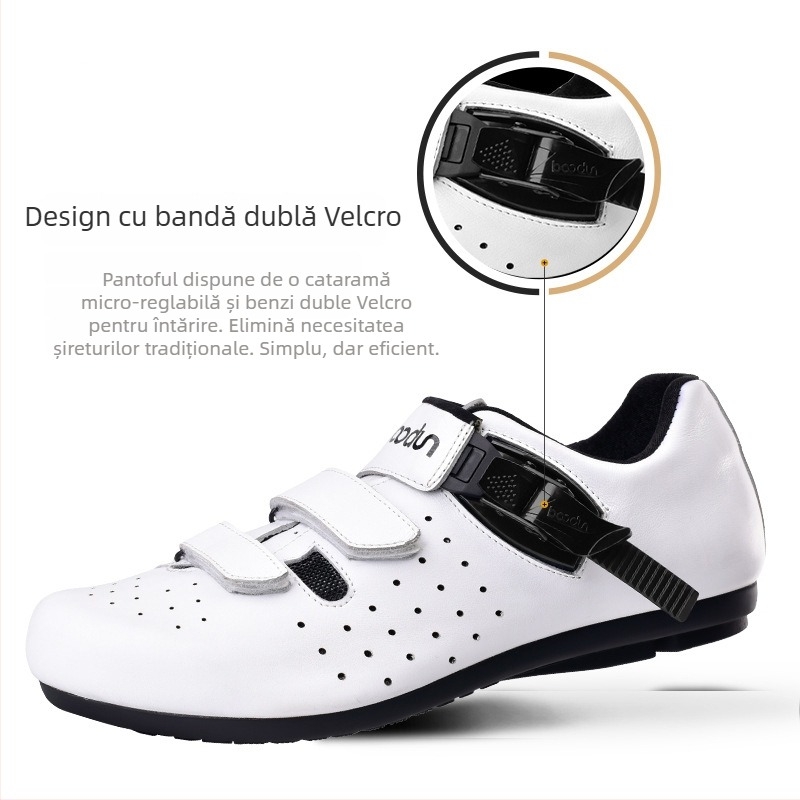 Pantofi de ciclism din piele naturală, respirabili, pentru ciclism outdoor, fără încuietoare