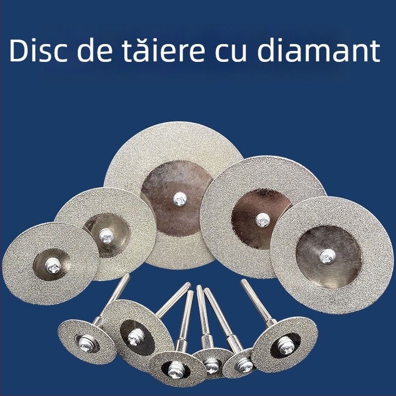 Discuri diamantate și accesorii pentru șlefuitorul unghiular electric – mini discuri de tăiere, curățare a rosturilor și lustruire a plăcilor din sticlă și jad