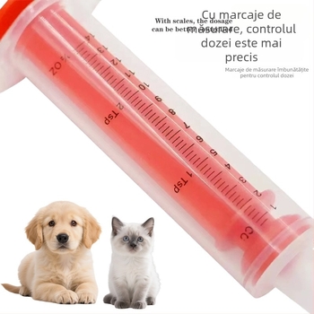 Doser de medicamente pentru animale (câini și pisici), vârf din silicon moale, pentru administrare lichidă sau uscată