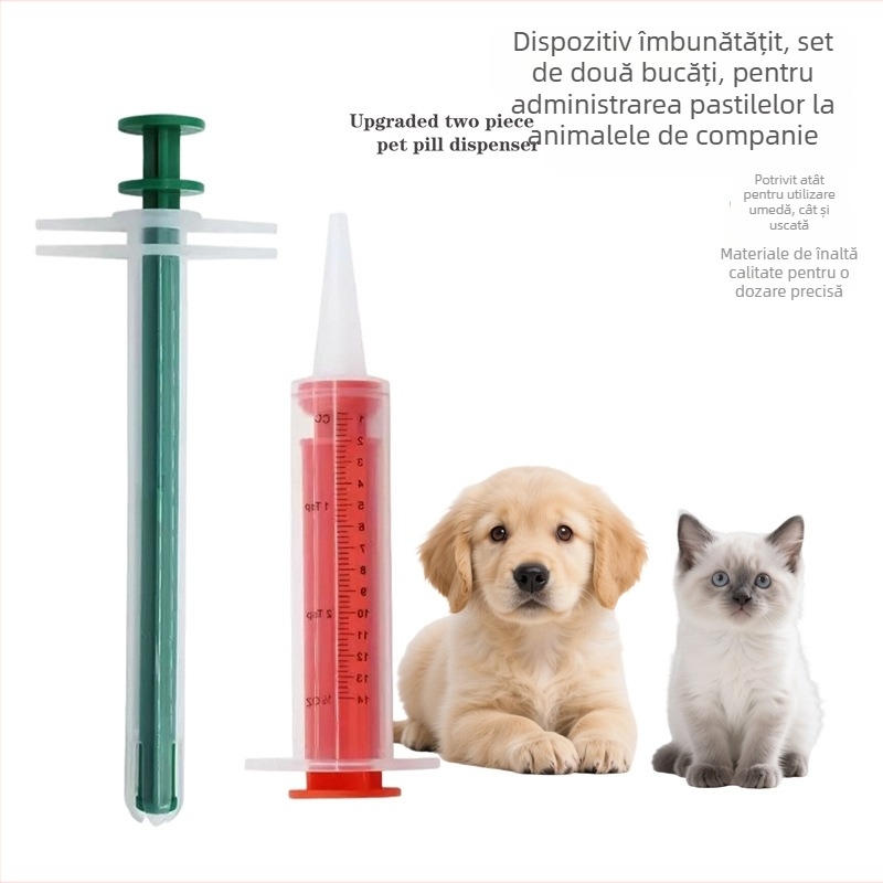 Doser de medicamente pentru animale (câini și pisici), vârf din silicon moale, pentru administrare lichidă sau uscată