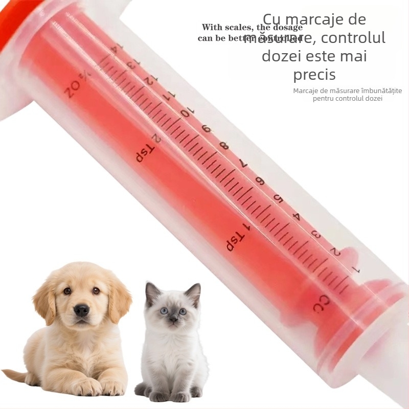 Doser de medicamente pentru animale (câini și pisici), vârf din silicon moale, pentru administrare lichidă sau uscată