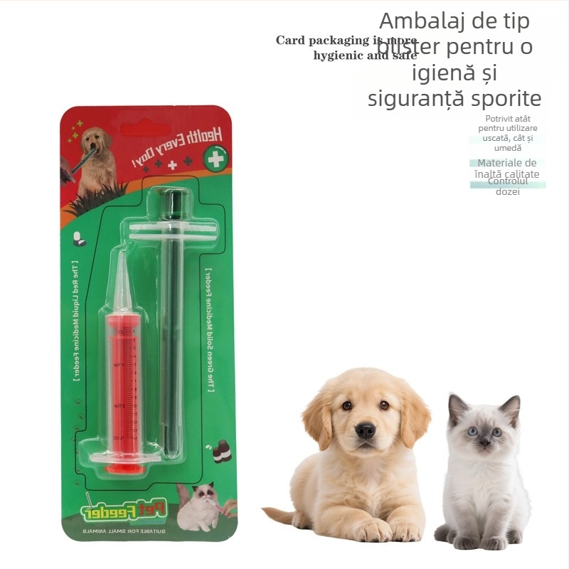 Doser de medicamente pentru animale (câini și pisici), vârf din silicon moale, pentru administrare lichidă sau uscată