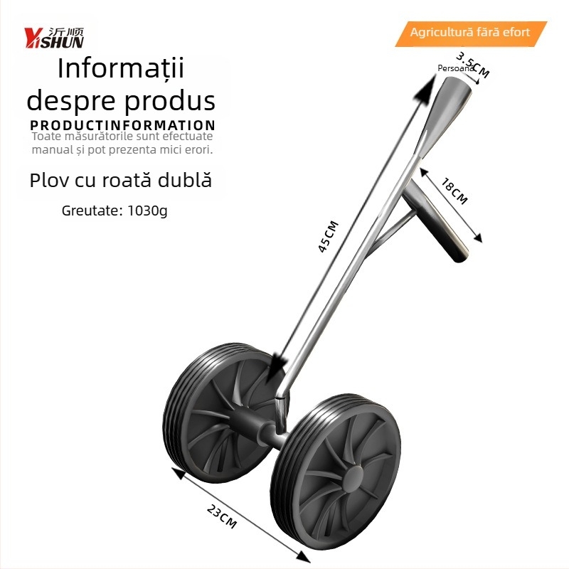 Model nou trei în unu — unealtă multifuncțională cu două roți, asistență de putere pentru îndepărtarea buruienilor și afânarea solului, săpături în șanțuri, curățare teren, plug triunghiular