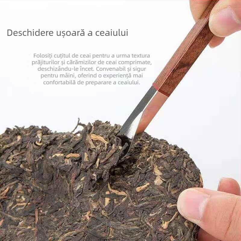 Cuțit de ceai din lemn de ebon, lucrat manual în stil chinezesc, formă pătrată, design diamant, instrument pentru deschiderea frunzelor de ceai, ac de ceai, accesorii pentru cuțitul de ceai