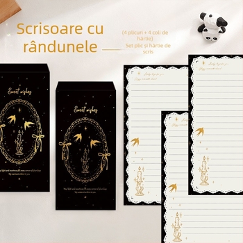 Set de hârtie pentru scris cu 4 plicuri și 4 coli, pentru scris de mână, confesiuni romantice și binecuvântări