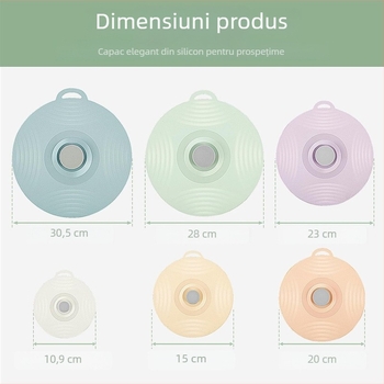 Capace din silicon, de calitate alimentară, universale pentru cești și boluri, set de 5 bucăți, păstrarea prospețimii, rezistente la praf și la microunde