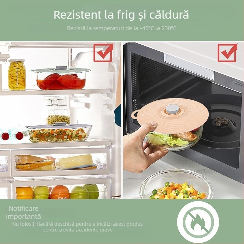Capace din silicon, de calitate alimentară, universale pentru cești și boluri, set de 5 bucăți, păstrarea prospețimii, rezistente la praf și la microunde