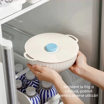 Capac din silicon, universal pentru boluri, oale și cești – rezistent la temperaturi înalte, compatibil cu microundele, anti-stropire