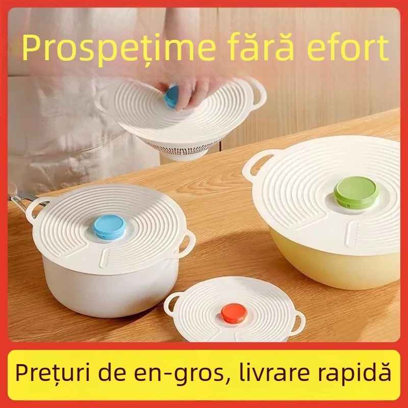 Capac din silicon, universal pentru boluri, oale și cești – rezistent la temperaturi înalte, compatibil cu microundele, anti-stropire