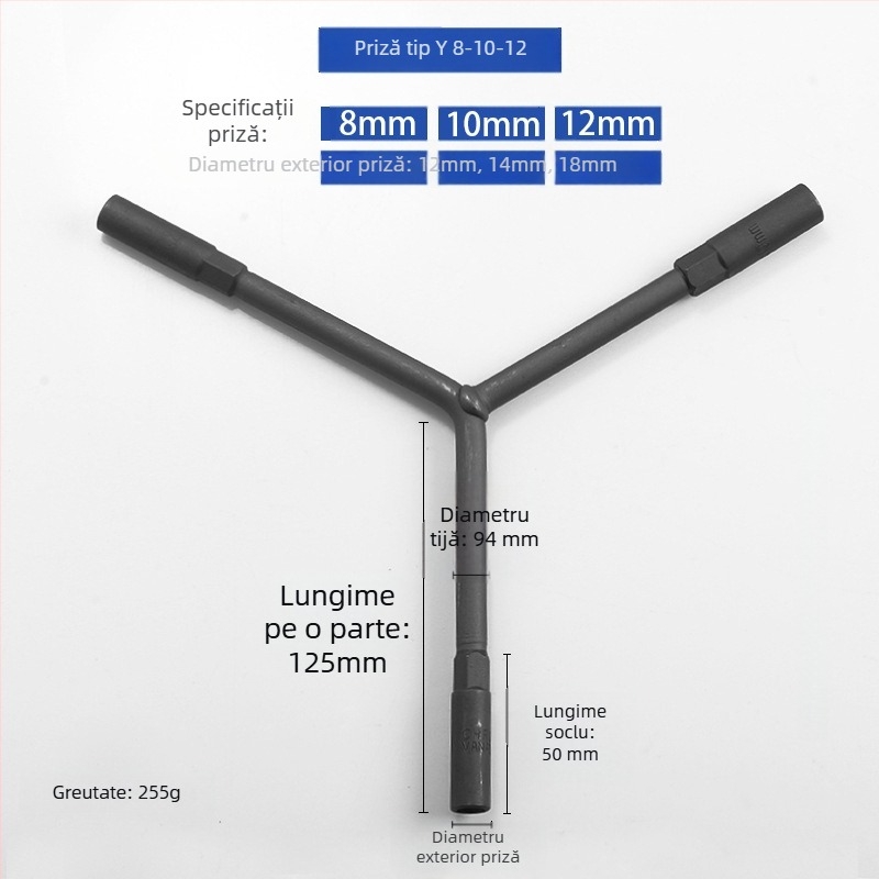 Set de chei cu soclu tip T pentru reparații auto și motociclete, extensie mâner T, cheie hex externă 6-19 mm