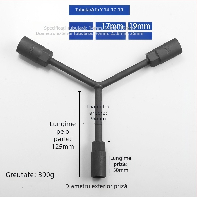 Set de chei cu soclu tip T pentru reparații auto și motociclete, extensie mâner T, cheie hex externă 6-19 mm