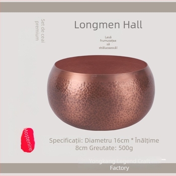Longmen Hall Set Cupru pentru Ceremonia Ceaiului: Ceainic din Cupru și Recipient pentru Spălarea Ceaiului