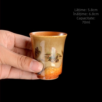 Today Fengtang Qingshui ceașcă ceramică pentru ceai, arsă pe lemn, design peisaj, formă clopot, ceașcă aromată, ceașcă unică pentru degustarea ceaiului, accesorii retro pentru casă