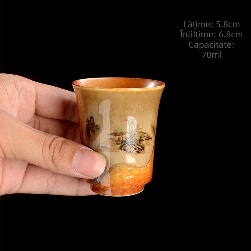 Today Fengtang Qingshui ceașcă ceramică pentru ceai, arsă pe lemn, design peisaj, formă clopot, ceașcă aromată, ceașcă unică pentru degustarea ceaiului, accesorii retro pentru casă
